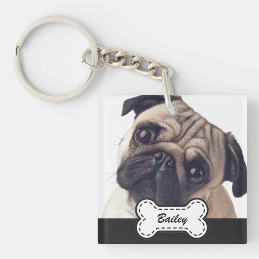 Fotos auf dem Niedlichen Dog-Knochen-Namen hinzufü Schlüsselanhänger (Vorderseite)