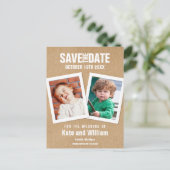 Fotos aus der Kindheit Save the Date Boho Rustic Postkarte (Stehend Vorderseite)