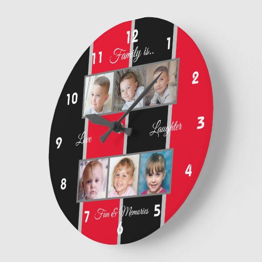 Fotos aus Rot und Schwarz Große Wanduhr (Winkel)