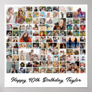 Fotos Collage 100 Bilder Raster Benutzerdefiniert  Poster