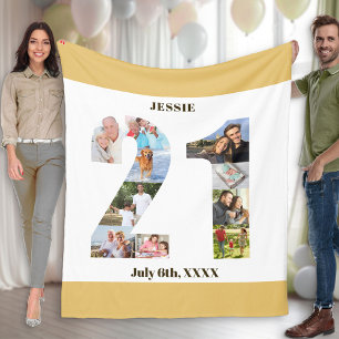 Fotos Collage 21. Geburtstag Neutrale Sand Bild Fleecedecke