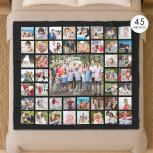 Fotos Collage 45 Fotos Personalisiert Schwarz Fleecedecke