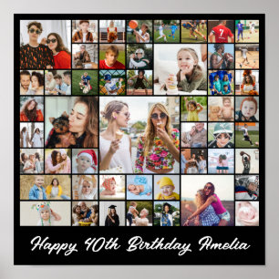 Fotos Collage 50 Bilder Raster Benutzerdefiniert Q Poster