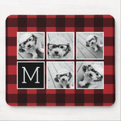 Fotos Collage - Monogramm Rot Schwarz Büffel Karo Mousepad (Vorne)
