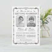 Fotos der Alten Schule Einladung zur Hochzeit (Stehend Vorderseite)