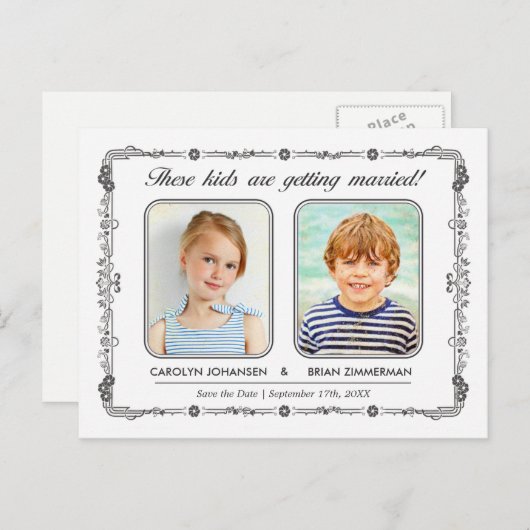 Fotos der alten Schule Save the Date Postkarte (Vorne/Hinten)