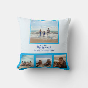 Fotos der Familie Collage Blue Throw Pillow Kissen