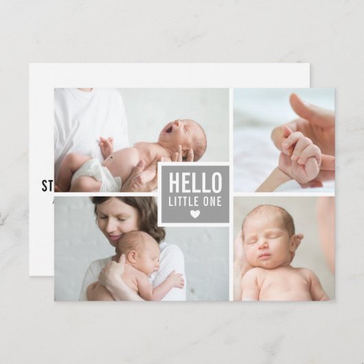 Fotos der "Modern Hello and Birce Announcement" Postkarte (Vorne/Hinten)