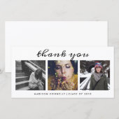 Fotos des Absolvent-drei modernes | danken Ihnen Dankeskarte (Vorne/Hinten)