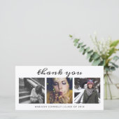 Fotos des Absolvent-drei modernes | danken Ihnen Dankeskarte (Stehend Vorderseite)