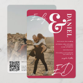 Fotos fett Namen Skript arch magenta Hochzeit Einladung