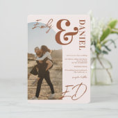 Fotos fett Namen Skript Bogen Terracotta Hochzeit Einladung (Stehend Vorderseite)