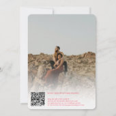 Fotos fett Namen Skriptbogen Retro rosa Hochzeit Einladung (Rückseite)