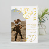 Fotos fette Namen Drehbuch Bogenhochzeit Folieneinladung (Stehend vorne)