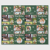 Fotos frohe Weihnachten Grün Personalisiert Geschenkpapier (Flach)