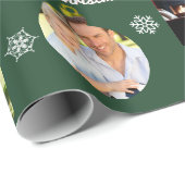 Fotos frohe Weihnachten Grün Personalisiert Geschenkpapier (Rolleneckpunkt)