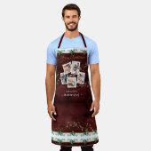 Fotos frohe Weihnachts Gold Stars Red Holly Schürze (Getragen)