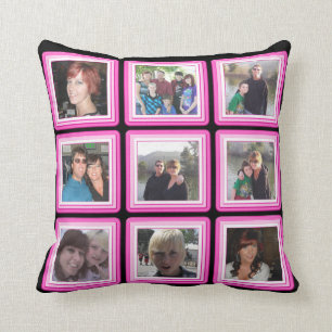 Fotos für die Instagramm-Collage in Rosa und Schw Kissen