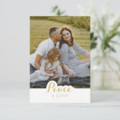 Fotos für Frieden und Liebe Weihnachten Dankeskarte (Stehend Vorderseite)