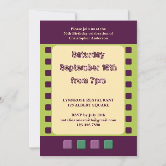 Fotos für Männer jeden Alters Grün 50. Party hinzu Einladung (Rückseite)