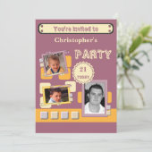 Fotos für Männer jedes Alter burgundy 21. Party hi Einladung (Stehend Vorderseite)