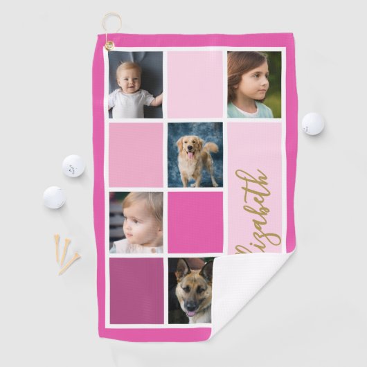 Fotos für rosa Farbblöcke mit benutzerdefinierten Golfhandtuch (Insitu)