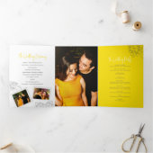 Fotos Hochzeit von Graugelben Zitronengelben Dreifach-gefaltete Programmkarte (Innenseite)