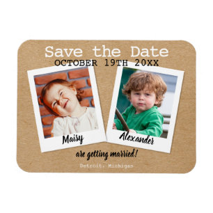Fotos im Kindesalter Rustic Kraft Save the Date Bo Magnet