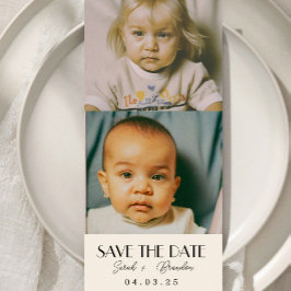 Fotos im Kindesalter Typografie - Qrcode Save the  Einladung