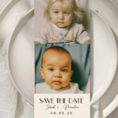 Fotos im Kindesalter Typografie - Qrcode Save the  Einladung