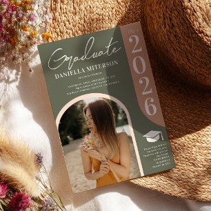 Fotos in Fettschrift 2023 Bogen grün rosa Abschlus Einladung