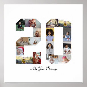 Fotos in Form einer Zahl angeordnet Poster