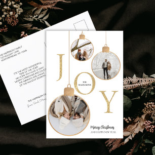 Fotos JOY White Christmas Bell Holiday Postcard Feiertagspostkarte