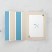 Fotos mit blauer Creme und weißen Streifen Geburts Karte (Innenseite)