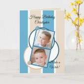 Fotos mit blauer Creme und weißen Streifen Geburts Karte (Gelbe Blume)