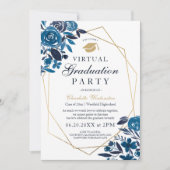 Fotos mit geblümten Rahmen für Navy, virtueller Ab Einladung (Vorderseite)