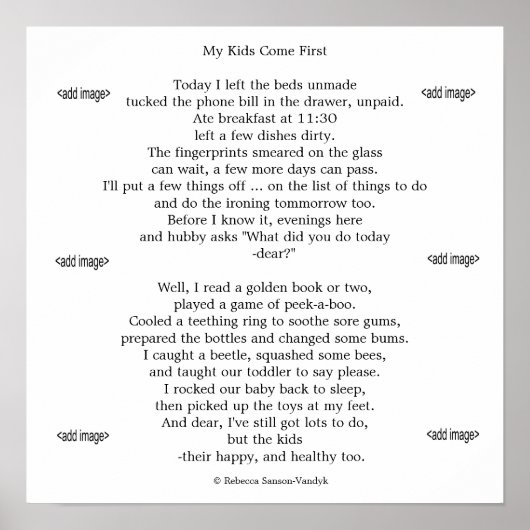 Fotos mit Gedicht "Ihre" Kinder glänzen Poster (Vorne)