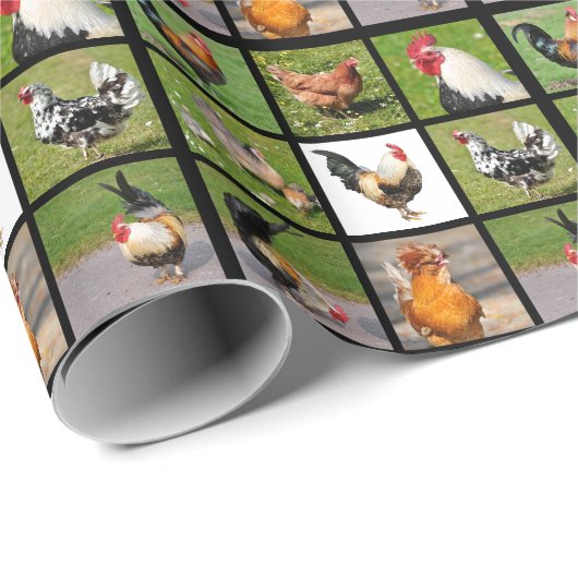 Fotos-Mosaik von Hähnchen und Hühnerbaby Geschenkpapier (Rolleneckpunkt)