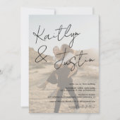 Fotos Name Skript Kalligrafie White Black Hochzeit Einladung (Vorderseite)