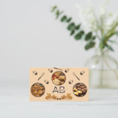 Fotos Niedliche Berufliche Monogramm-Bäckerei Beig Visitenkarte (Stehend Vorderseite)