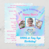 FOTOS Personalisiert, 100 Jahre Geburtstagsparty Einladung (Vorne/Hinten)