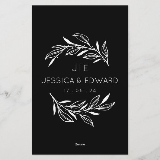 Fotos QR Code Black Chic Moderne Hochzeit Briefpapier (Rückseite)