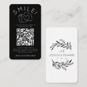 Fotos QR Code Black Chic Moderne Hochzeit Platzkarte (Vorne/Hinten)
