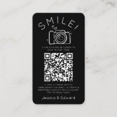 Fotos QR Code Black Chic Moderne Hochzeit Platzkarte (Vorderseite)