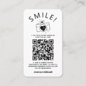 Fotos QR Code Black Chic Moderne Hochzeit Platzkarte (Vorderseite)