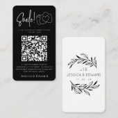 Fotos QR Code Black Chic Moderne Hochzeit Platzkarte (Vorne/Hinten)