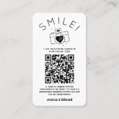 Fotos QR Code Black Chic Moderne Hochzeit Platzkarte (Vorderseite)