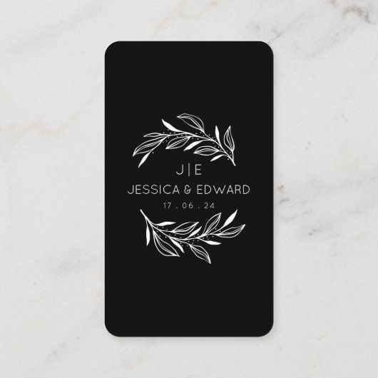 Fotos QR Code Black Chic Moderne Hochzeit Platzkarte (Rückseite)