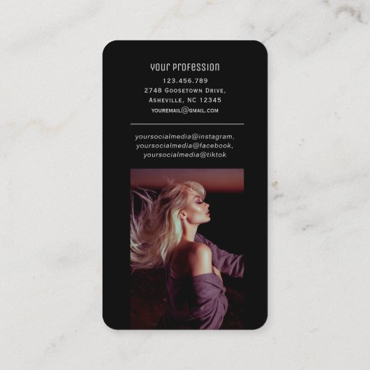 Fotos qr Code scannbarer Strichcode Modernes blaue Visitenkarte (Rückseite)