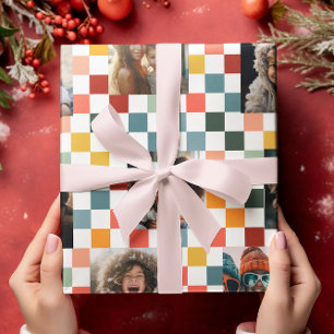 Fotos Retro Checked Christmas Geschenkpapier